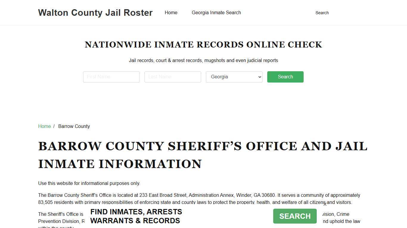 Barrow County Sheriff, GA, Jail Inmate Search, Recent Arrests